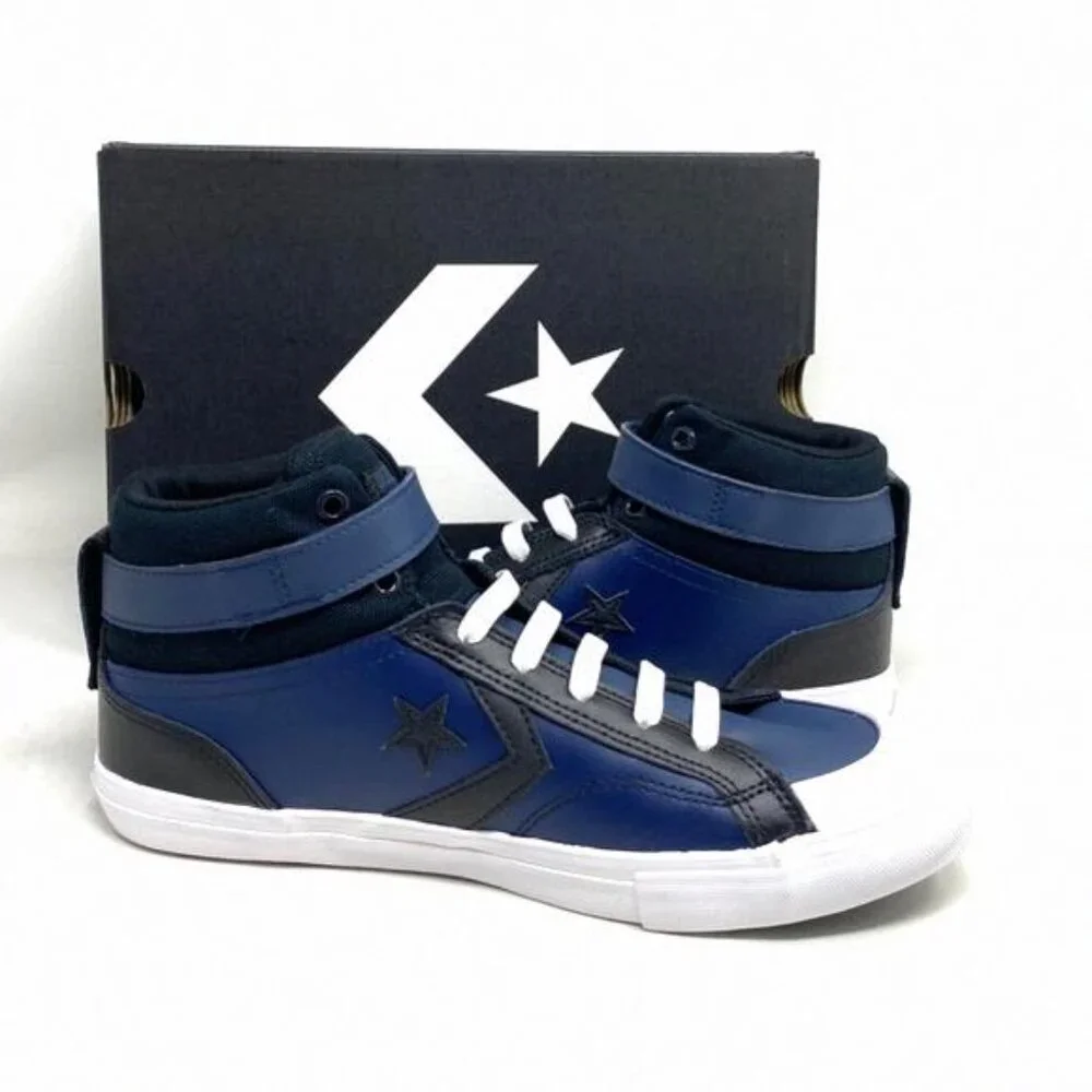 Converse Pro Blaze Strap Leather Sneakers High Top Navy A04834C Kid Women Casual